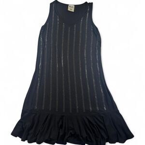 Vocal USA Women’s Black Studded Tank Dress Ruffle Hem Size Small